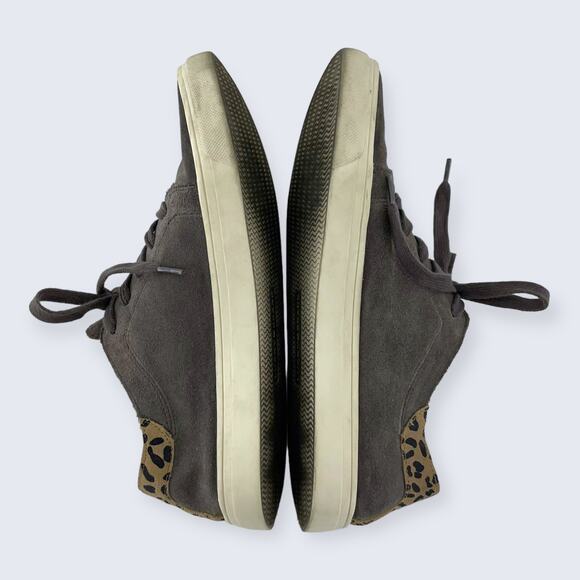Lucky Brand Loucia Gray Suede Leopard White Sole Lace Up Sneaker 7.5 - Picture 5 of 10